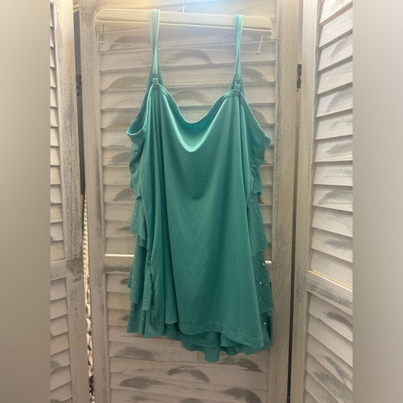 Beautiful Aqua-Colored “Lane Bryant” top with tiny silver accents all throughout - Picture 5 of 8